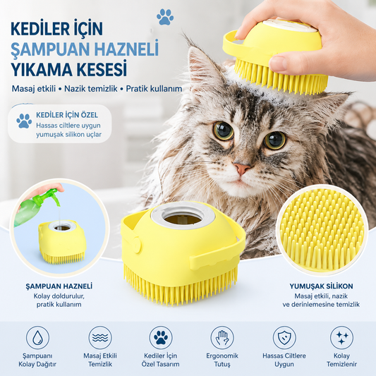 Miopati Masaj Etkili Şampuan Hazneli Evcil Hayvan Banyo Kesesi