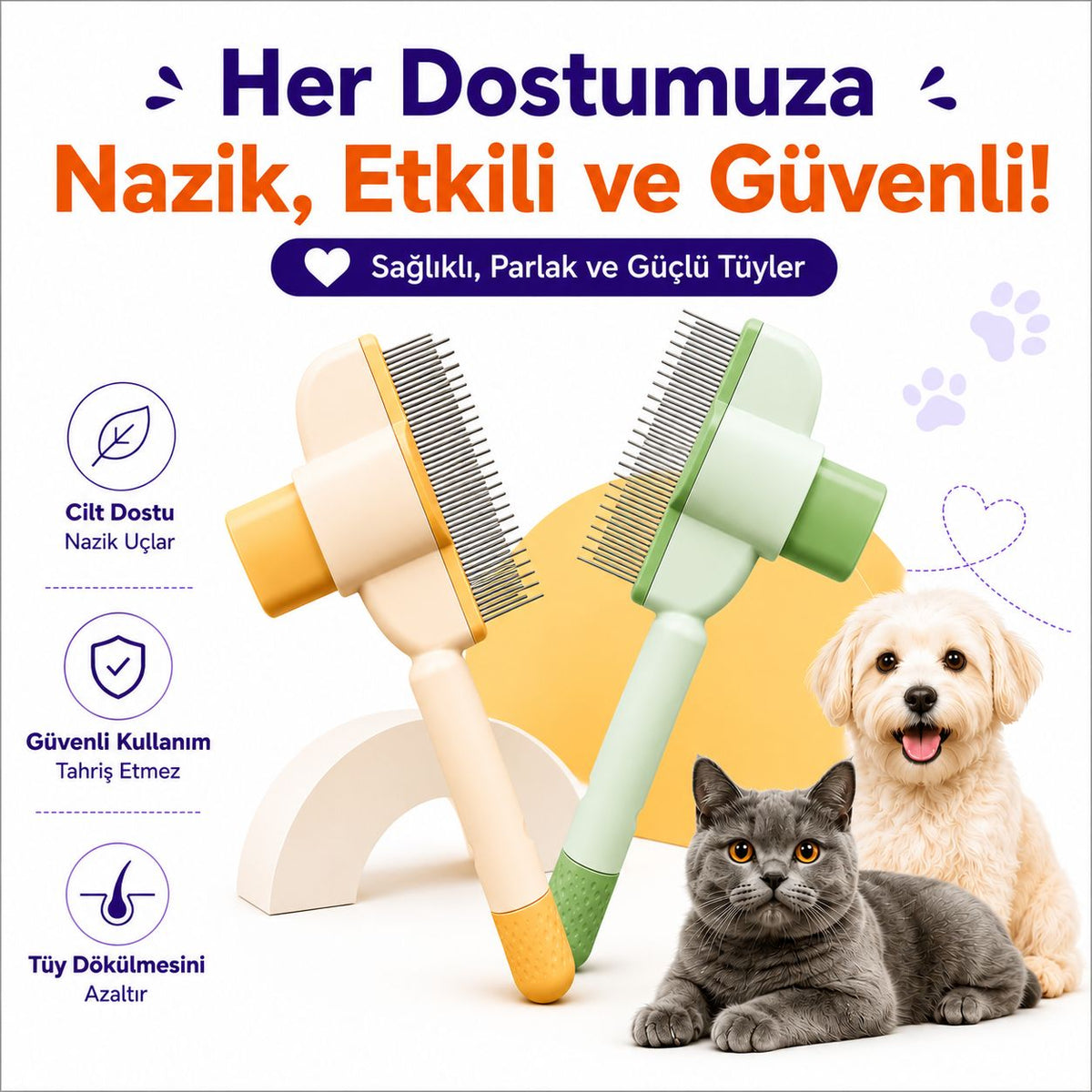 MioTara™ Masaj Etkili Tüy Temizleyici Tarak
