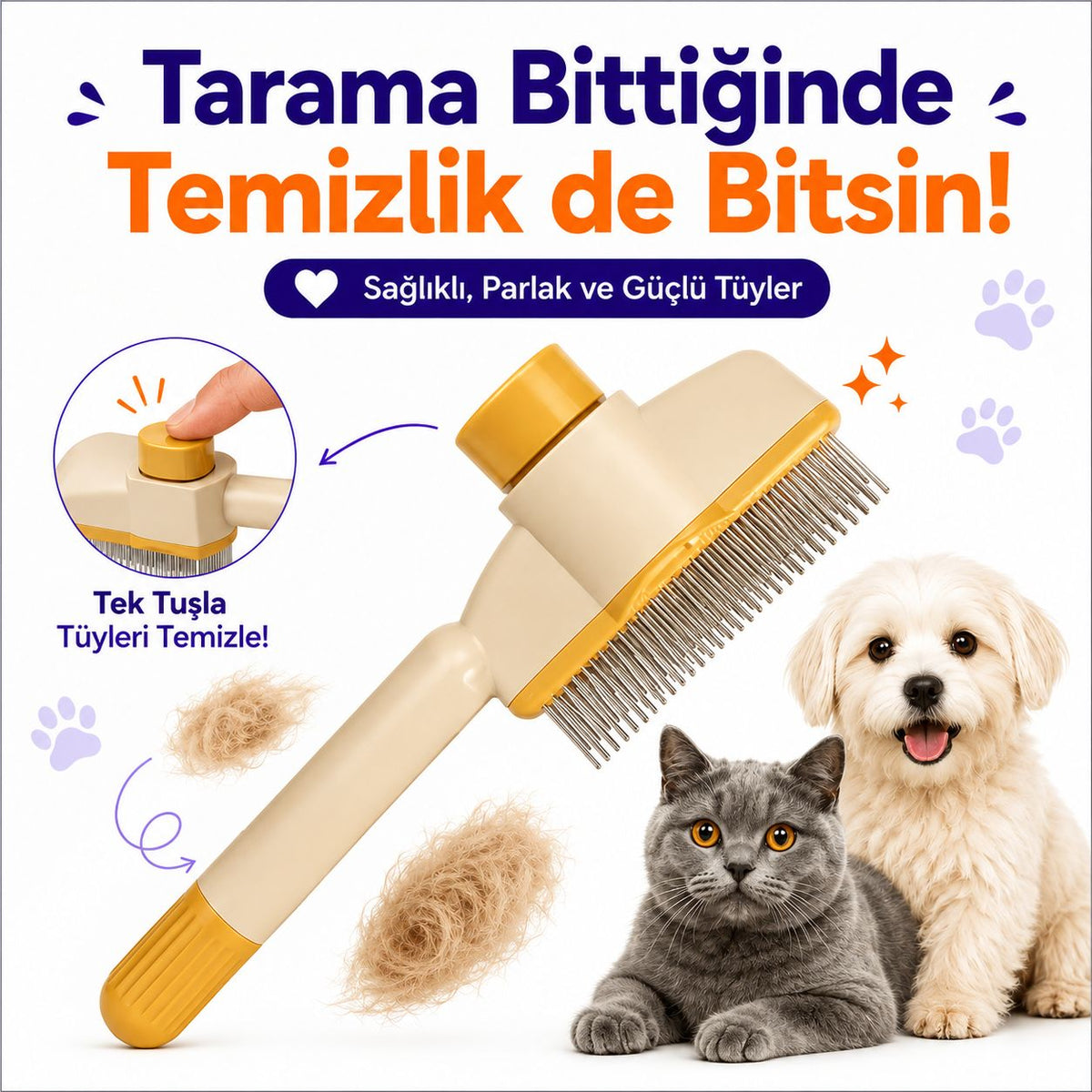 MioTara™ Masaj Etkili Tüy Temizleyici Tarak